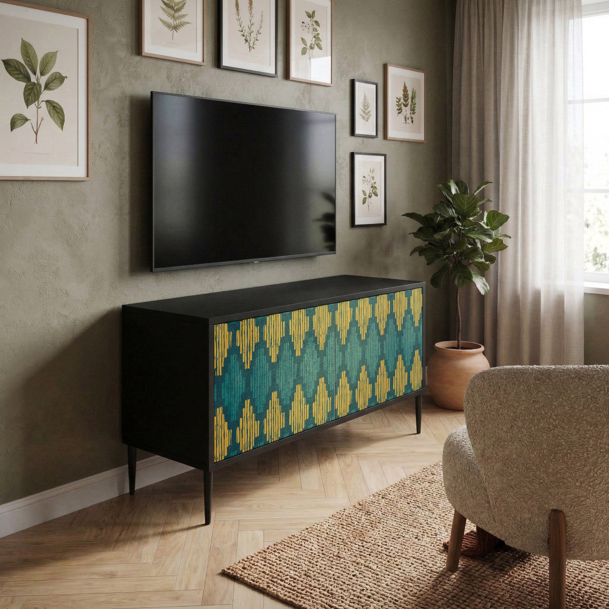 POLYGONS Kompaktní dvoudveřový TV stolek