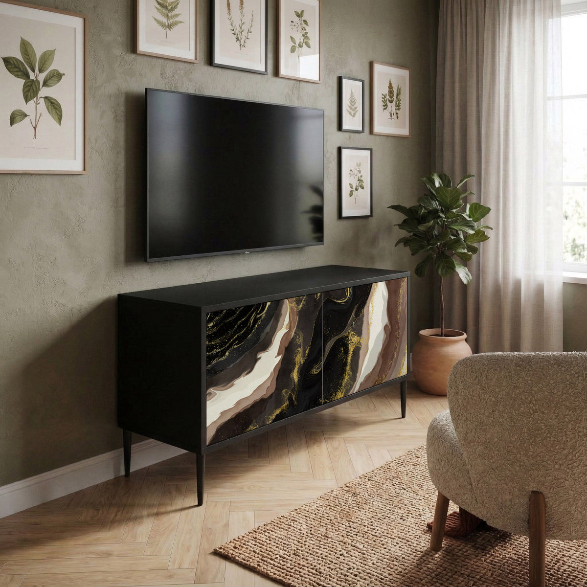 GOLD DUST Kompaktní dvoudveřový TV stolek