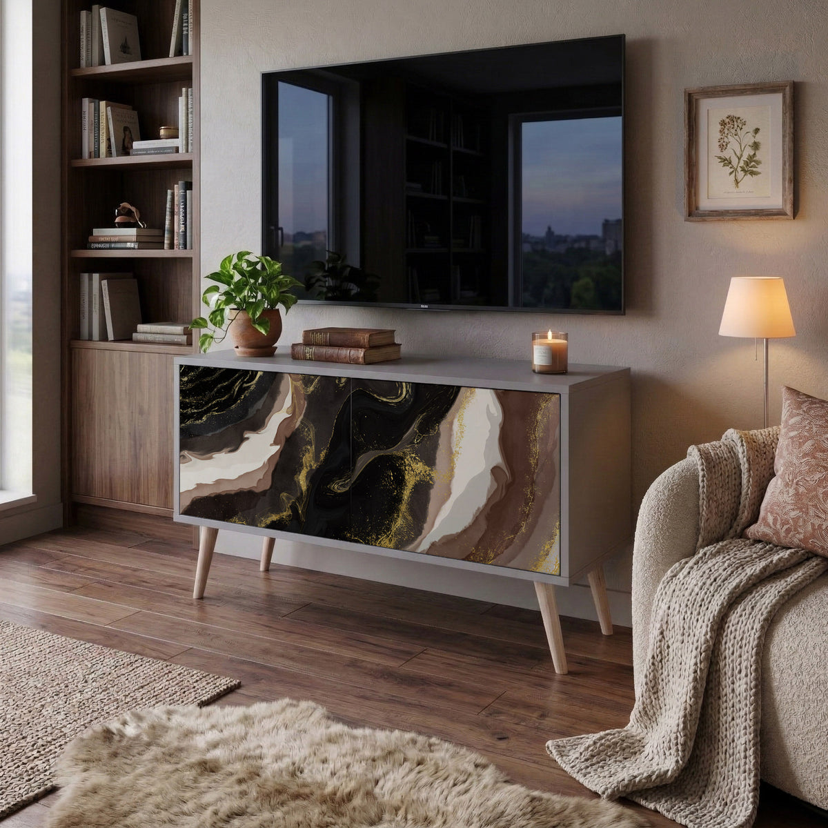 GOLD DUST Kompaktní dvoudveřový TV stolek