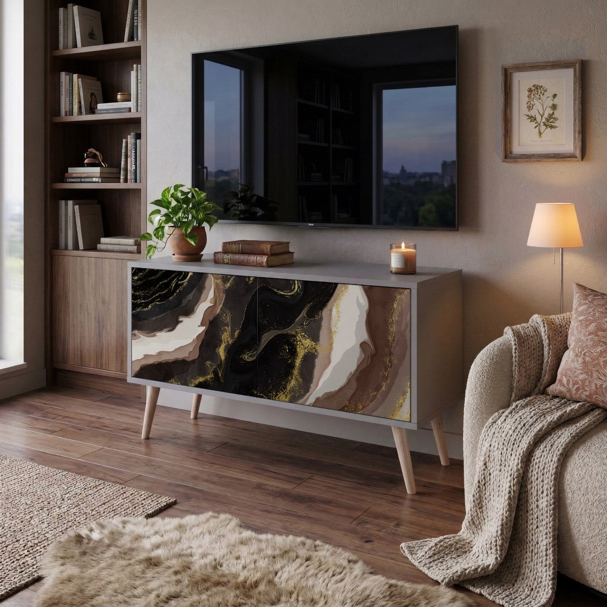 GOLD DUST Kompaktní dvoudveřový TV stolek