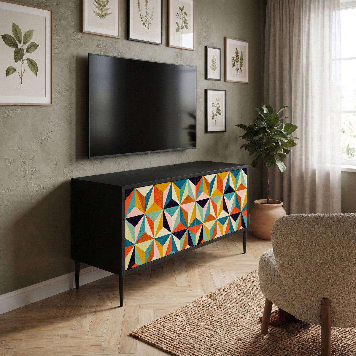 TESSELATE TREASURES Kompaktní dvoudveřový TV stolek