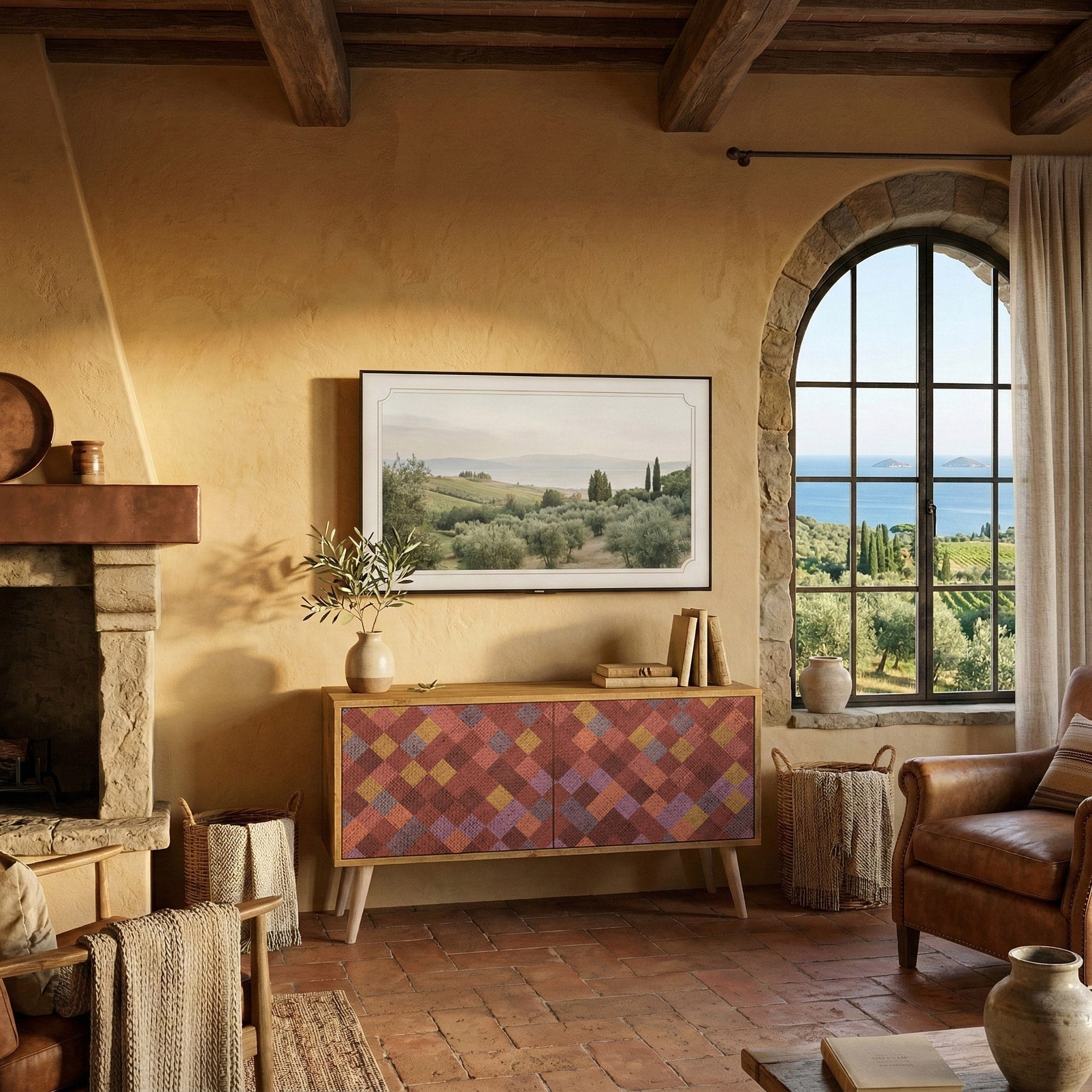 PAINTED SQUARES Kompaktní dvoudveřový TV stolek