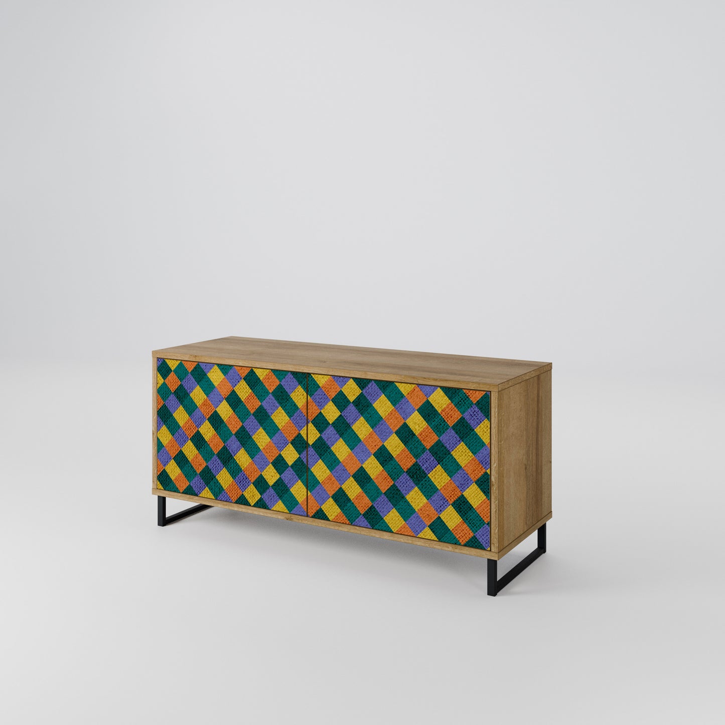 PAINTED SQUARES MIX Kompaktní dvoudveřový TV stolek