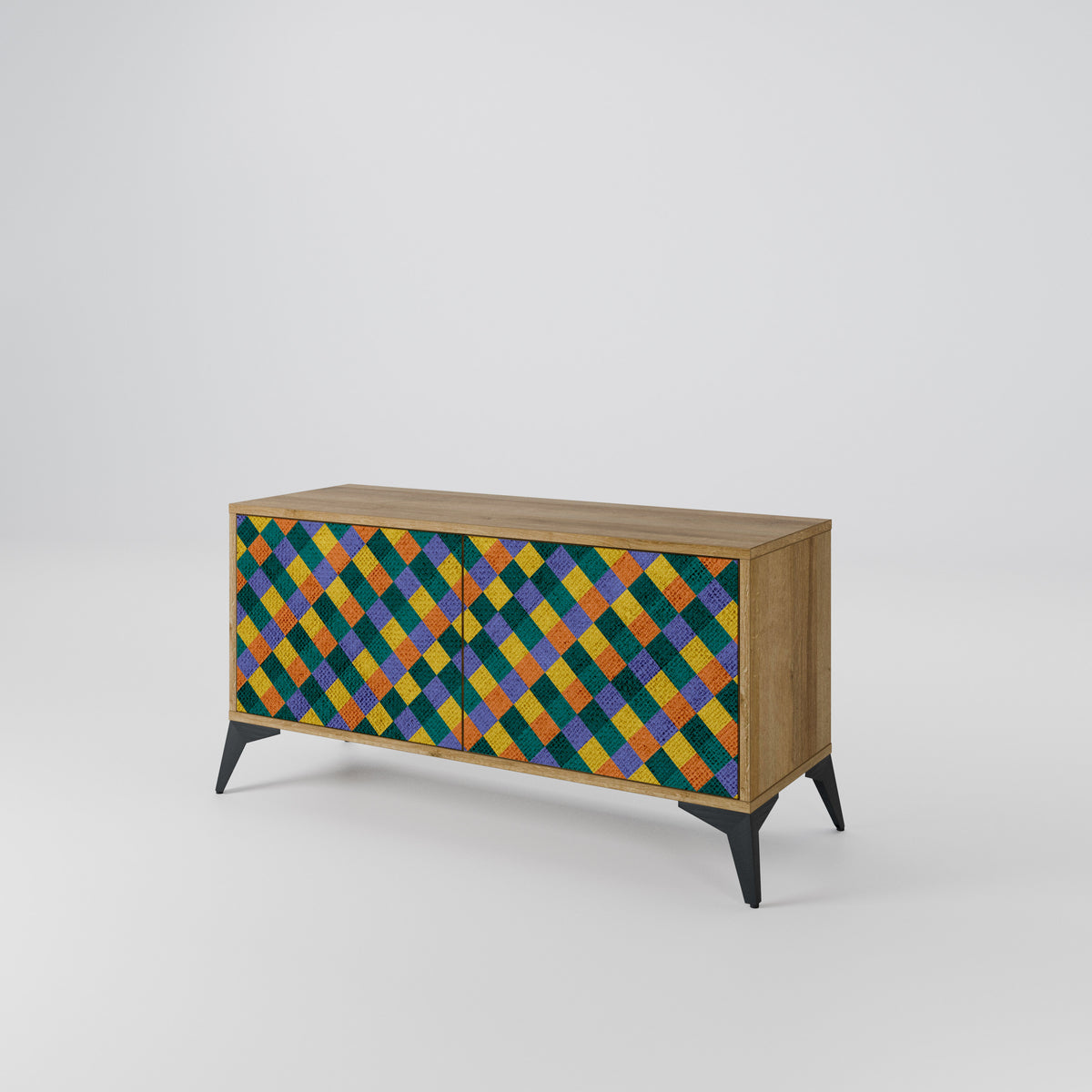 PAINTED SQUARES MIX Kompaktní dvoudveřový TV stolek