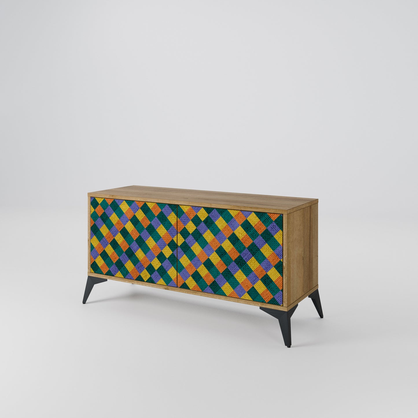 PAINTED SQUARES MIX Kompaktní dvoudveřový TV stolek