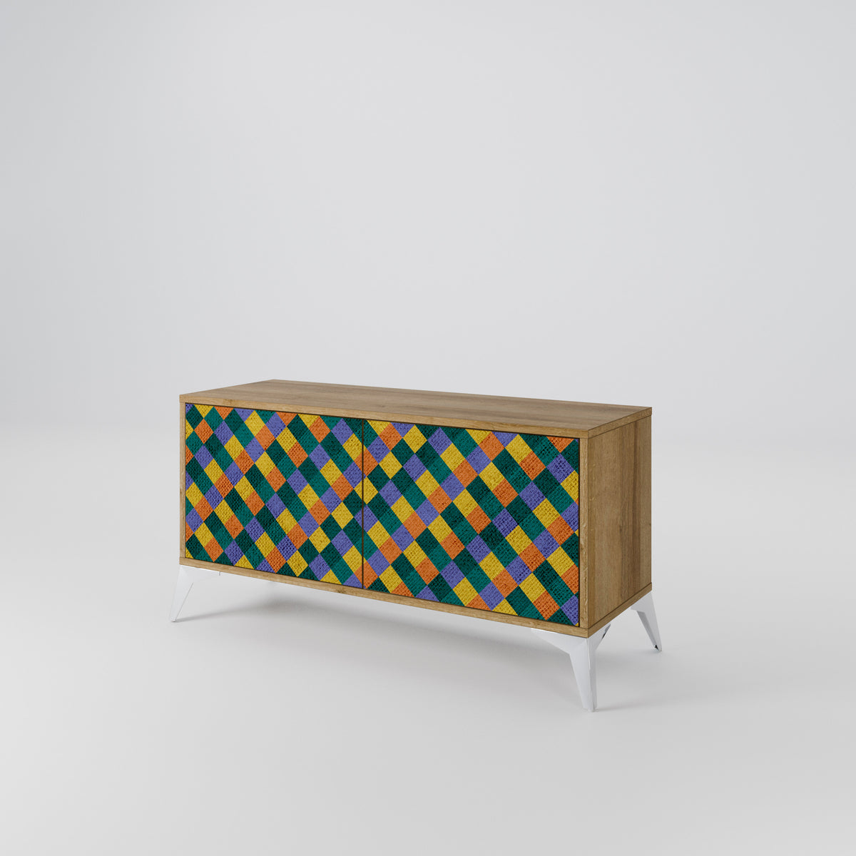 PAINTED SQUARES MIX Kompaktní dvoudveřový TV stolek