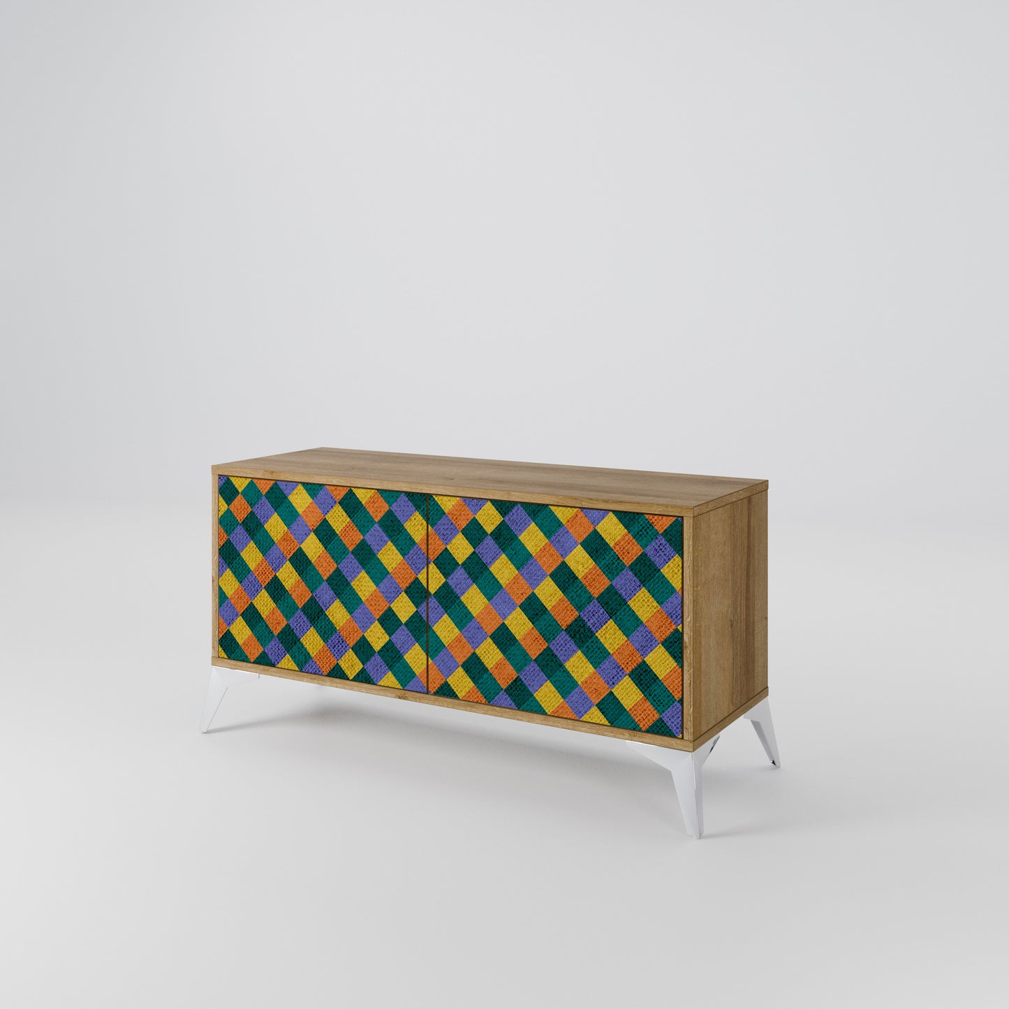 PAINTED SQUARES MIX Kompaktní dvoudveřový TV stolek