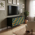 PAINTED SQUARES MIX Kompaktní dvoudveřový TV stolek