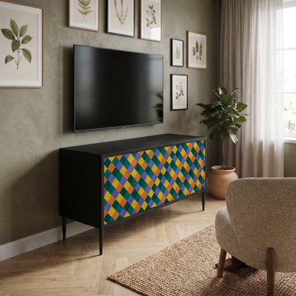 PAINTED SQUARES MIX Kompaktní dvoudveřový TV stolek