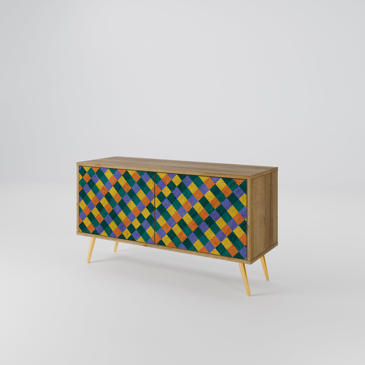 PAINTED SQUARES MIX Kompaktní dvoudveřový TV stolek