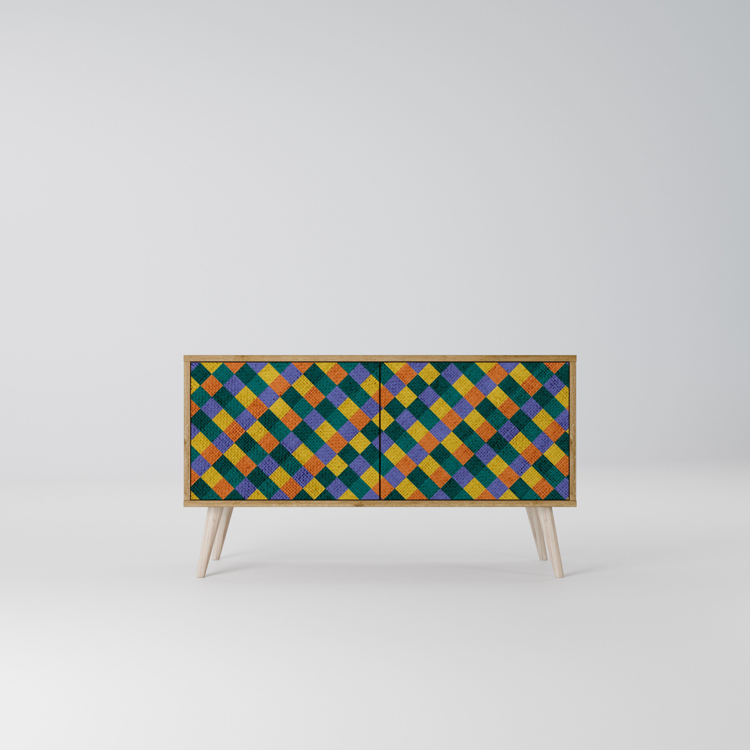 PAINTED SQUARES MIX Kompaktní dvoudveřový TV stolek