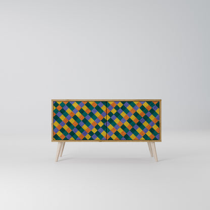 PAINTED SQUARES MIX Kompaktní dvoudveřový TV stolek