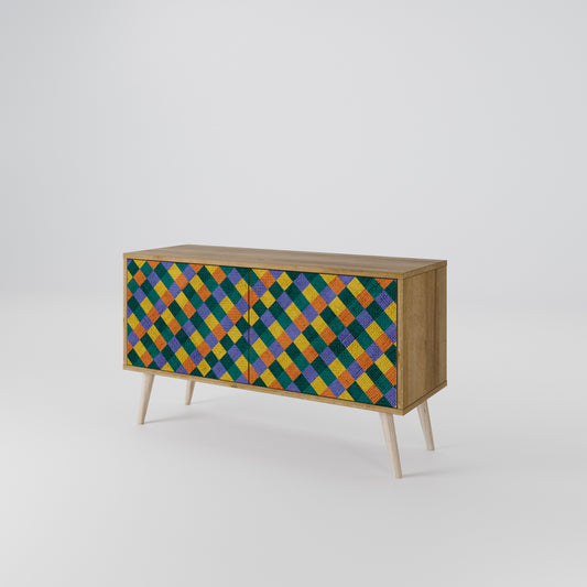 PAINTED SQUARES MIX Kompaktní dvoudveřový TV stolek