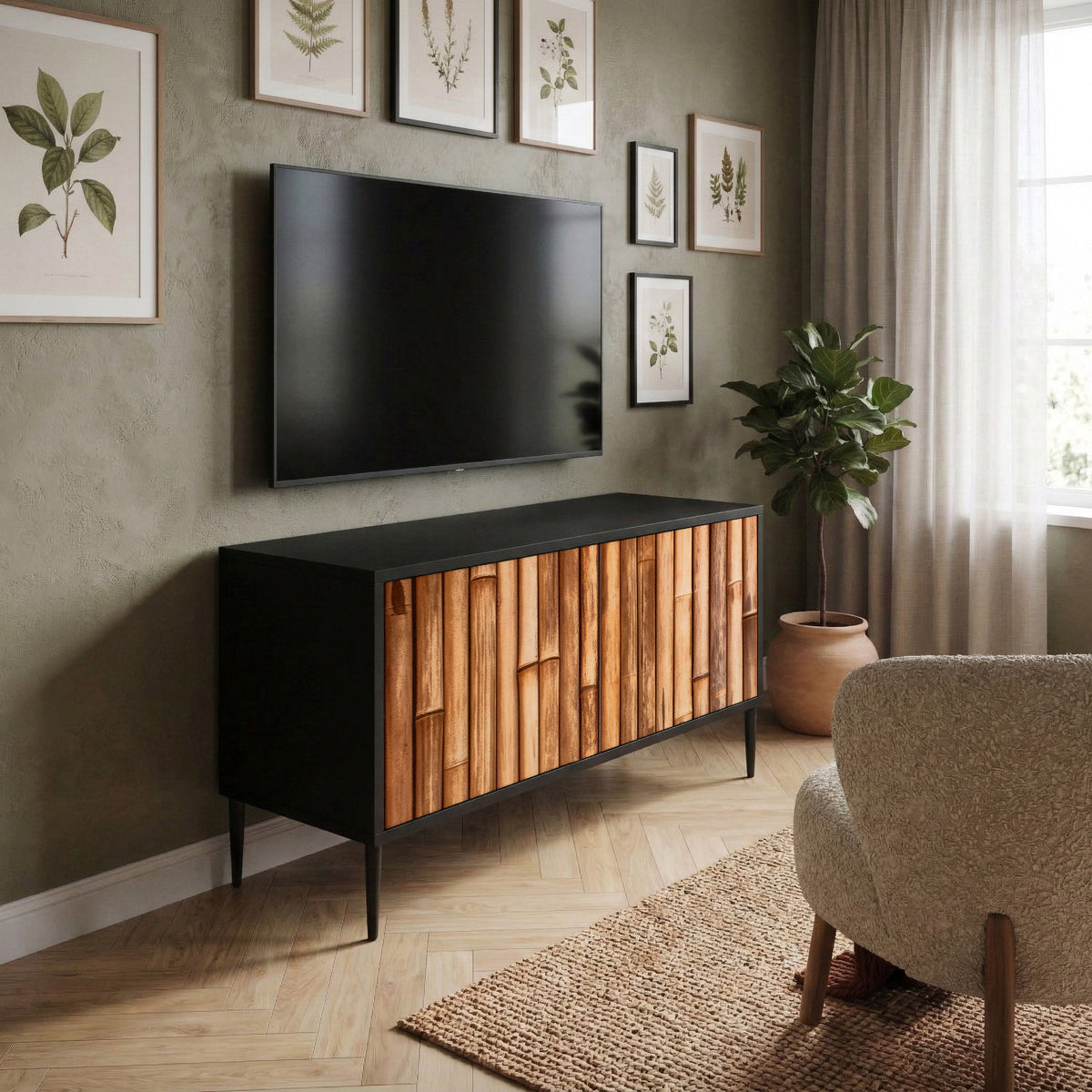 NATURAL WOOD Kompaktní dvoudveřový TV stolek