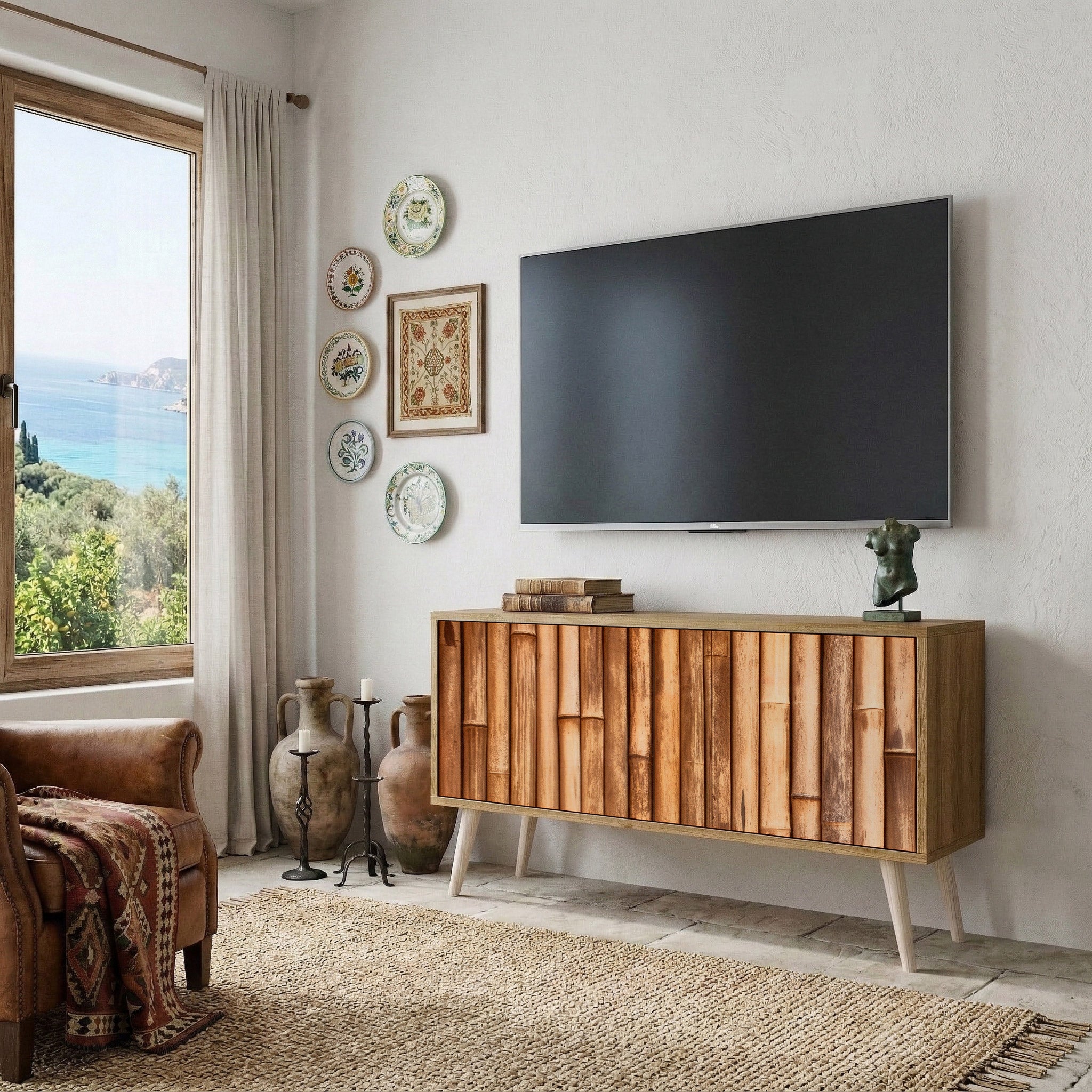 NATURAL WOOD Kompaktní dvoudveřový TV stolek