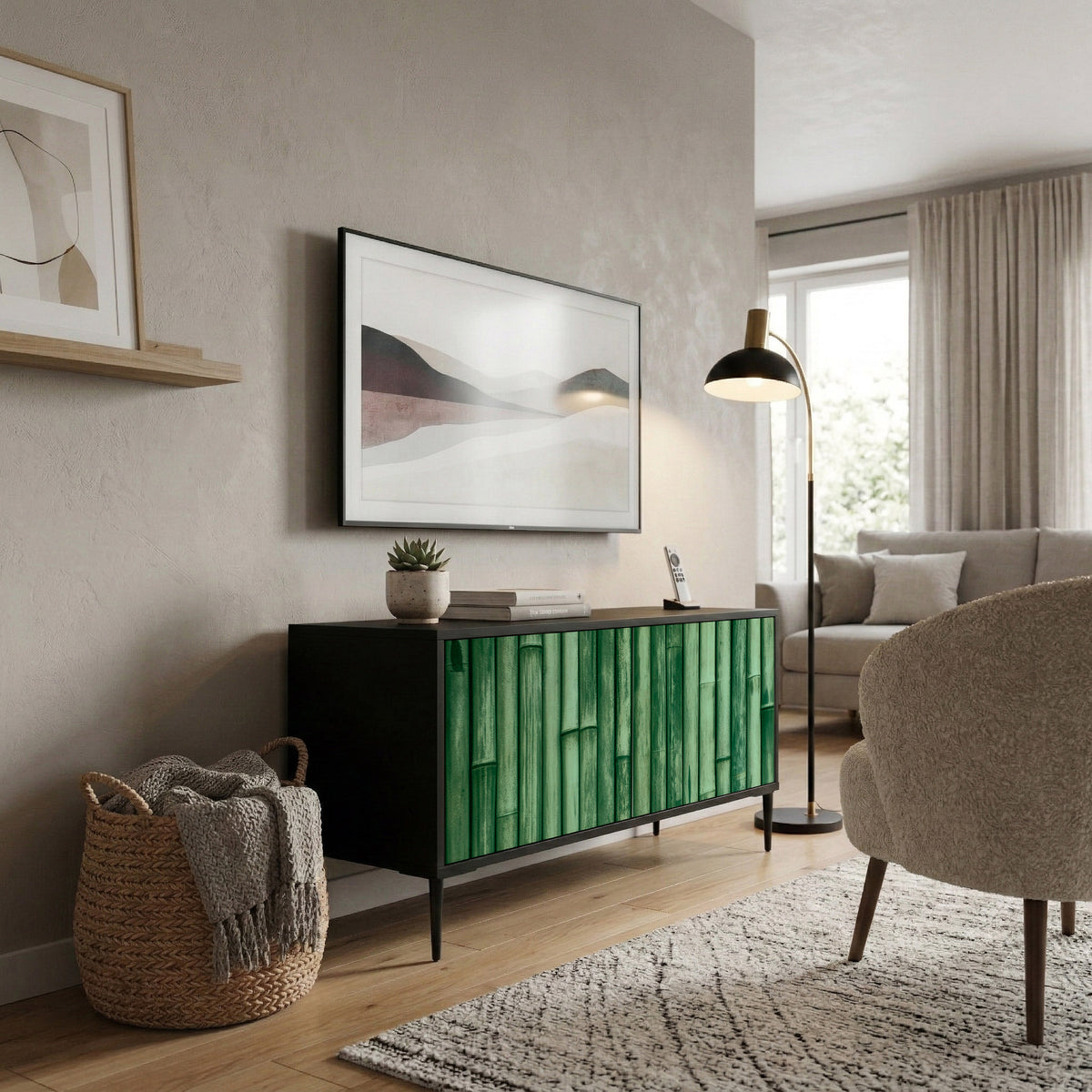 NATURAL GREEN Kompaktní dvoudveřový TV stolek