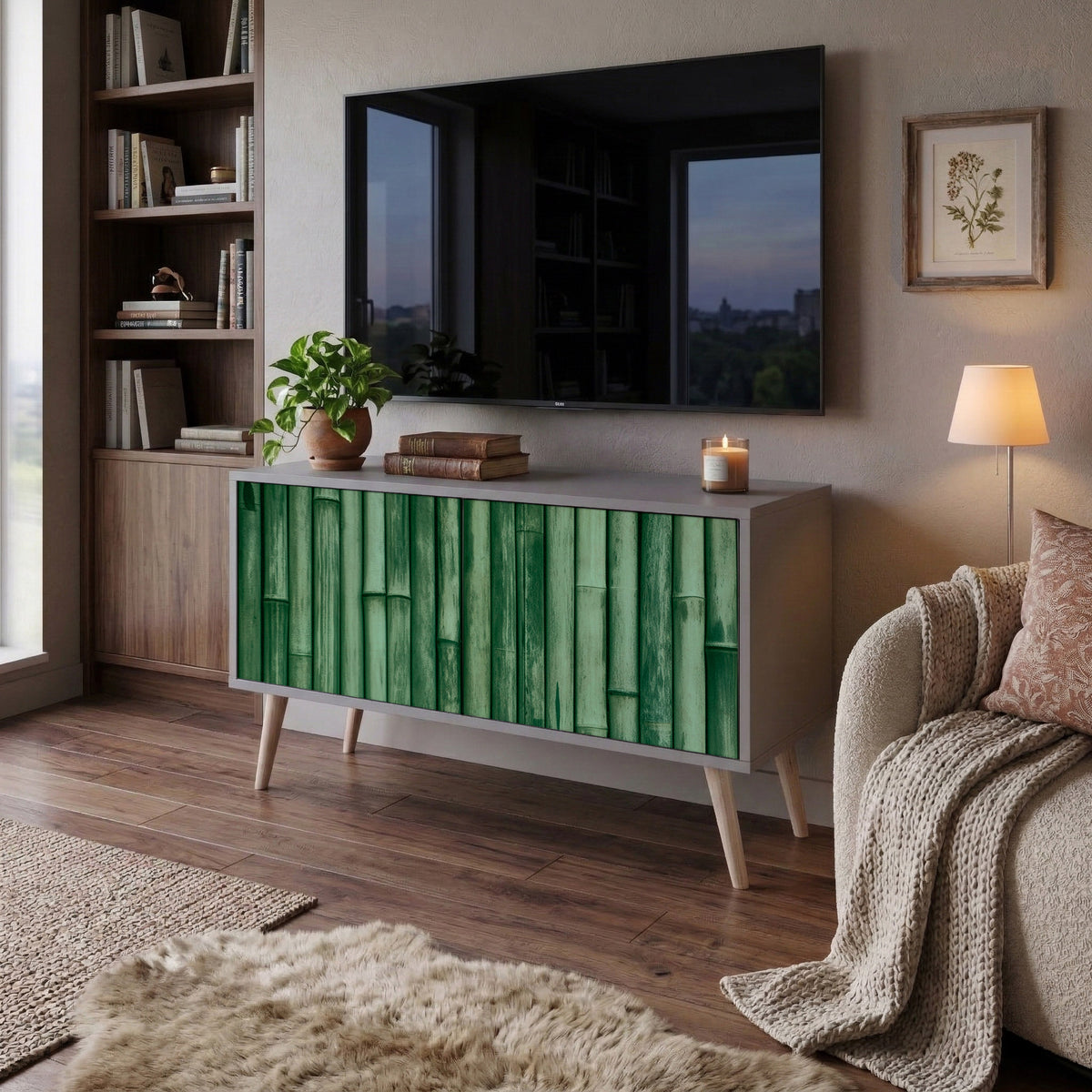 NATURAL GREEN Kompaktní dvoudveřový TV stolek