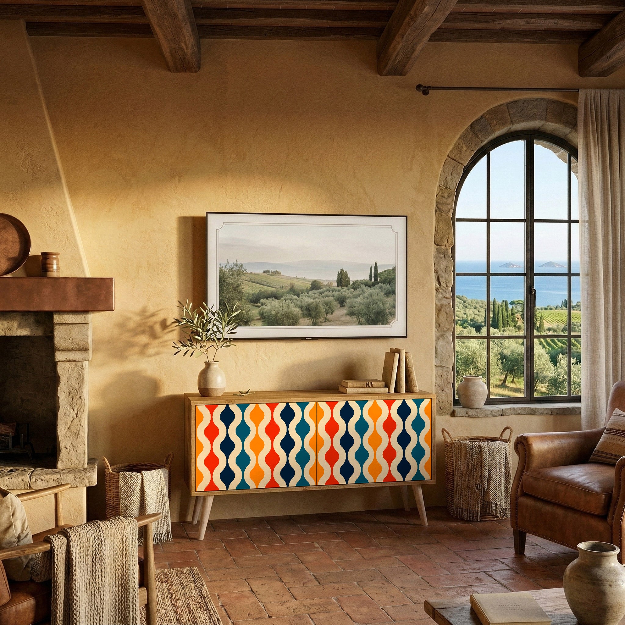 COLORFUL NOSTALGIA Kompaktní dvoudveřový TV stolek