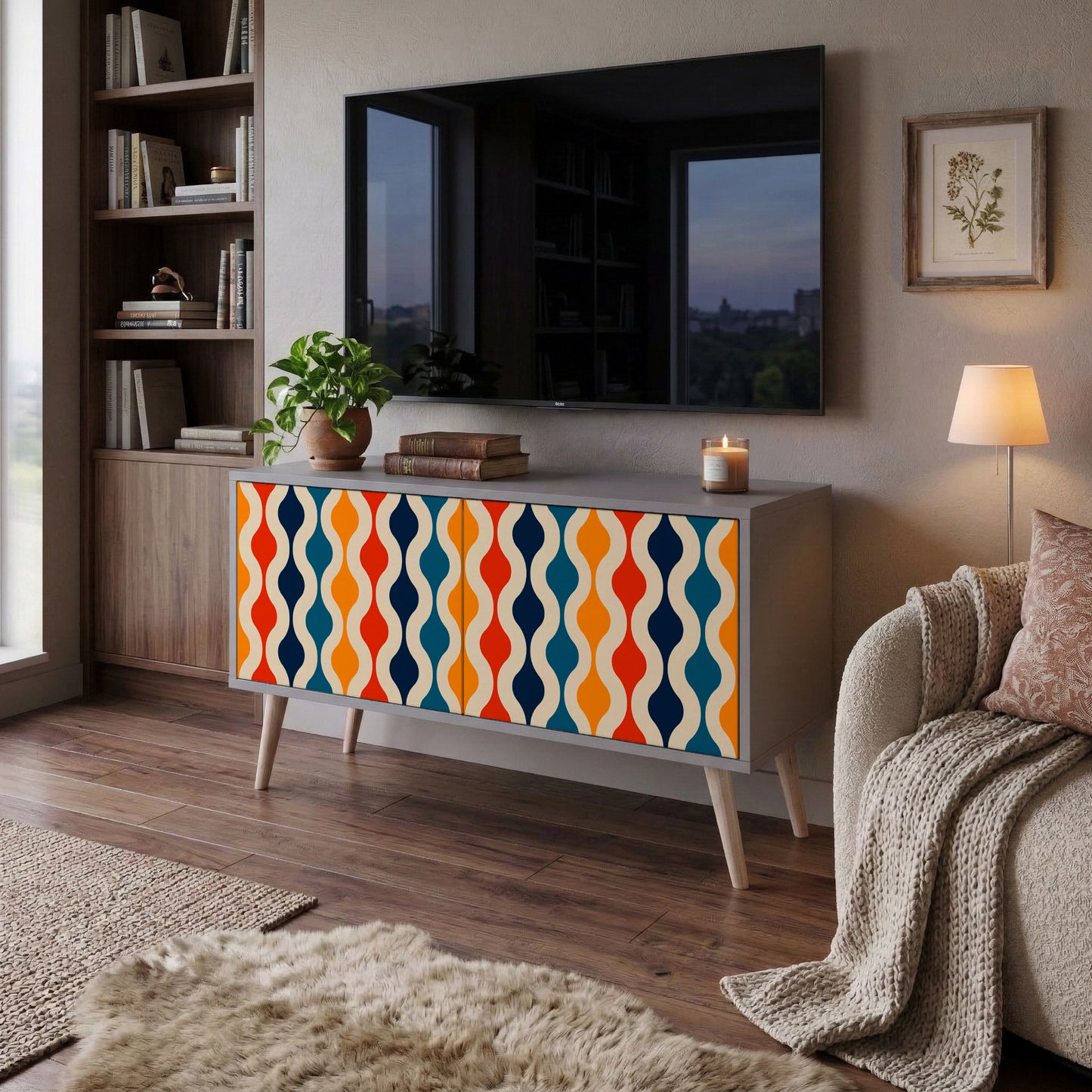 COLORFUL NOSTALGIA Kompaktní dvoudveřový TV stolek