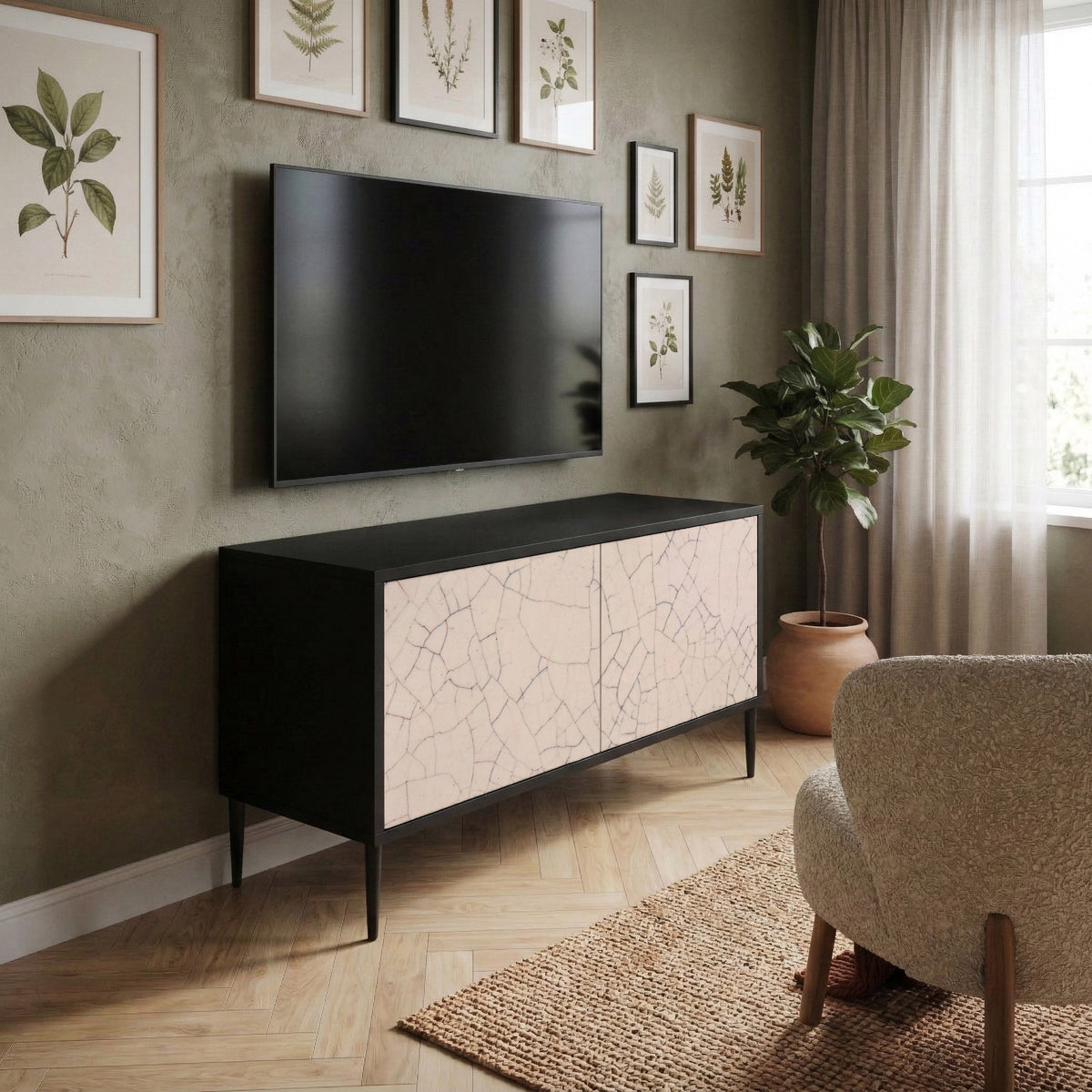 CERAMIC TEXTURE Kompaktní dvoudveřový TV stolek