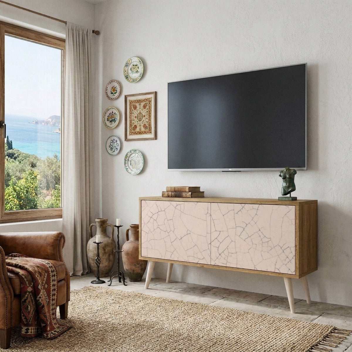 CERAMIC TEXTURE Kompaktní dvoudveřový TV stolek