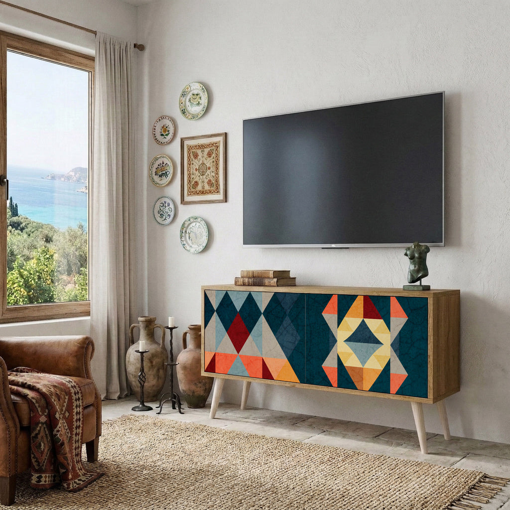 CRACKED ILLUSION Kompaktní dvoudveřový TV stolek