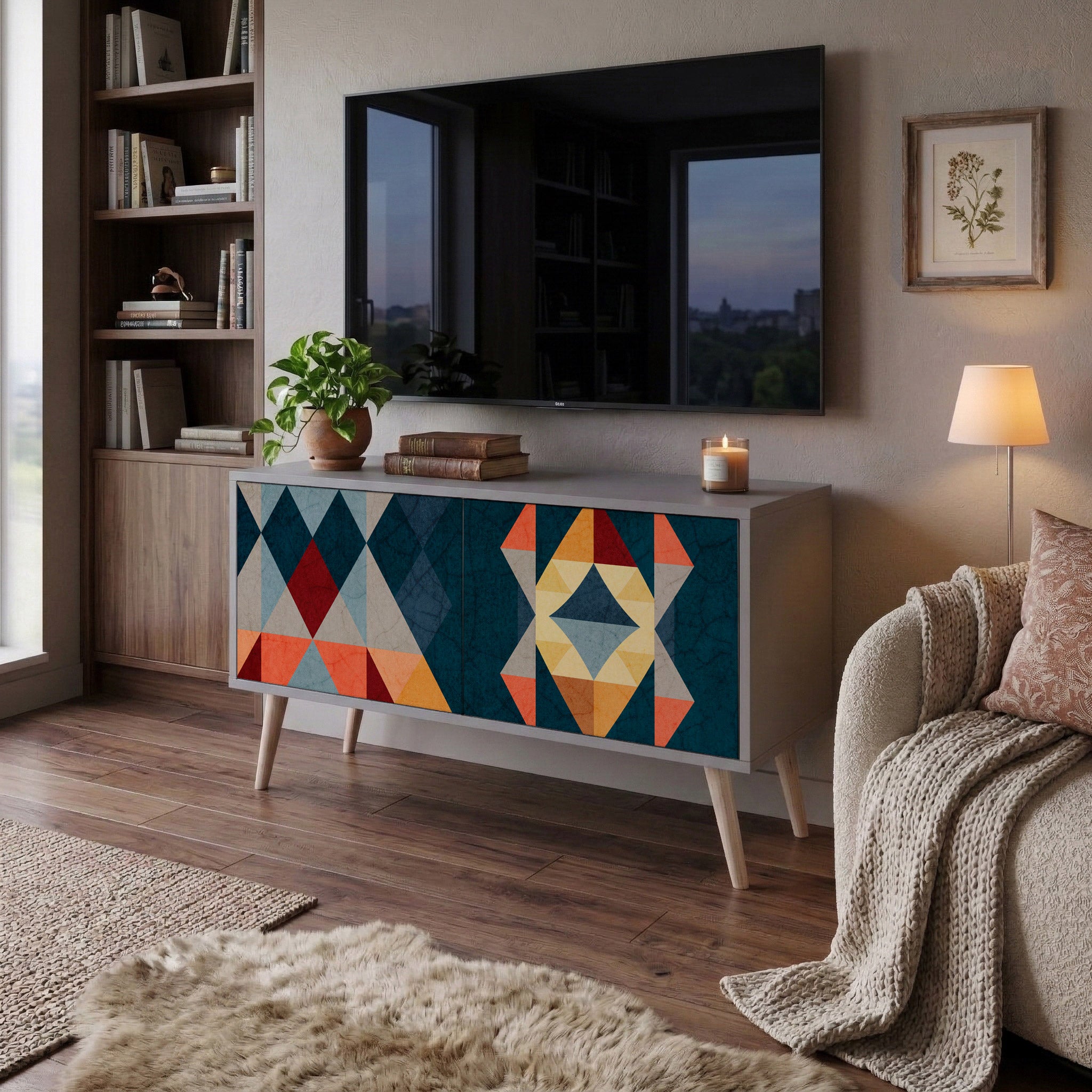 CRACKED ILLUSION Kompaktní dvoudveřový TV stolek