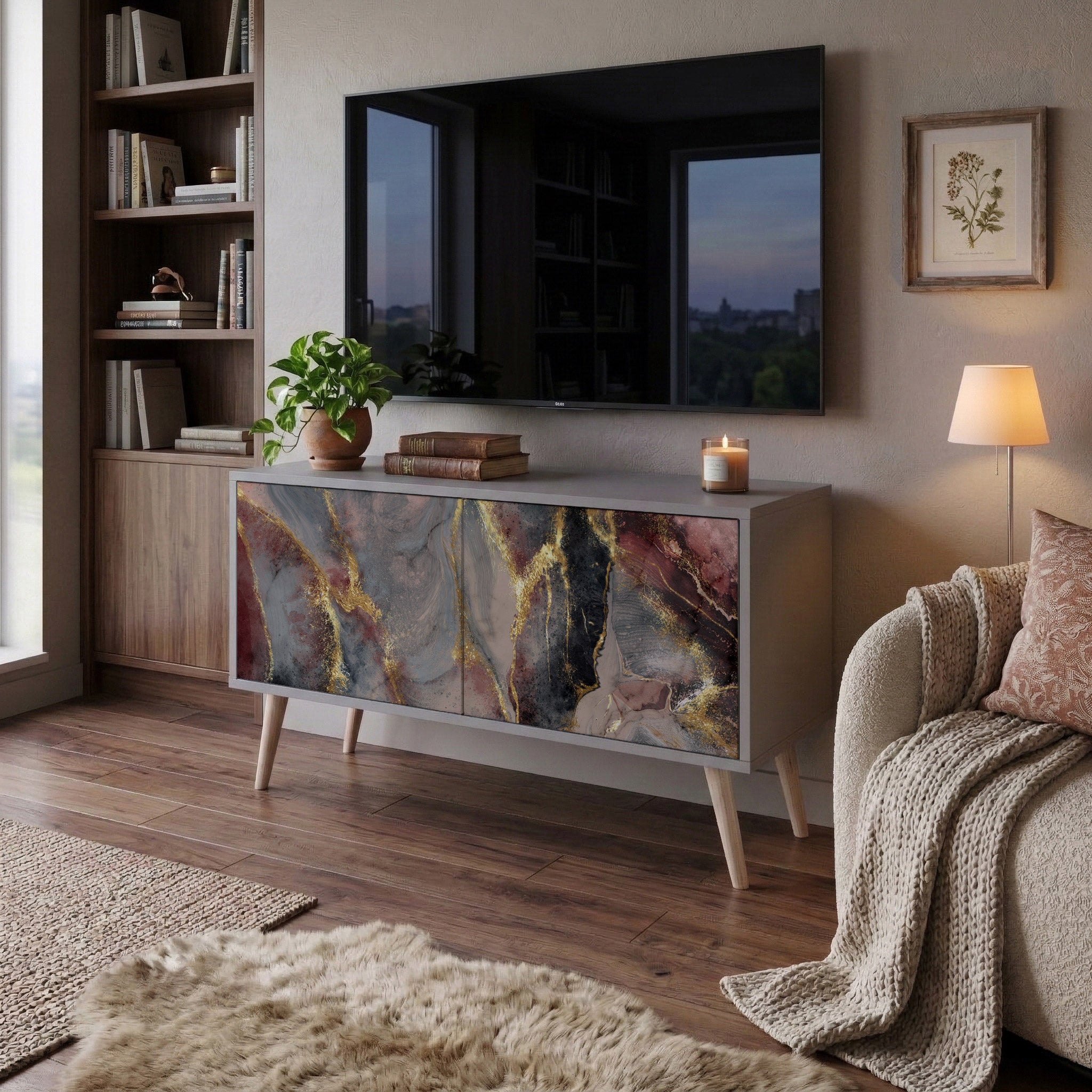 GOLDEN TIDES Kompaktní dvoudveřový TV stolek