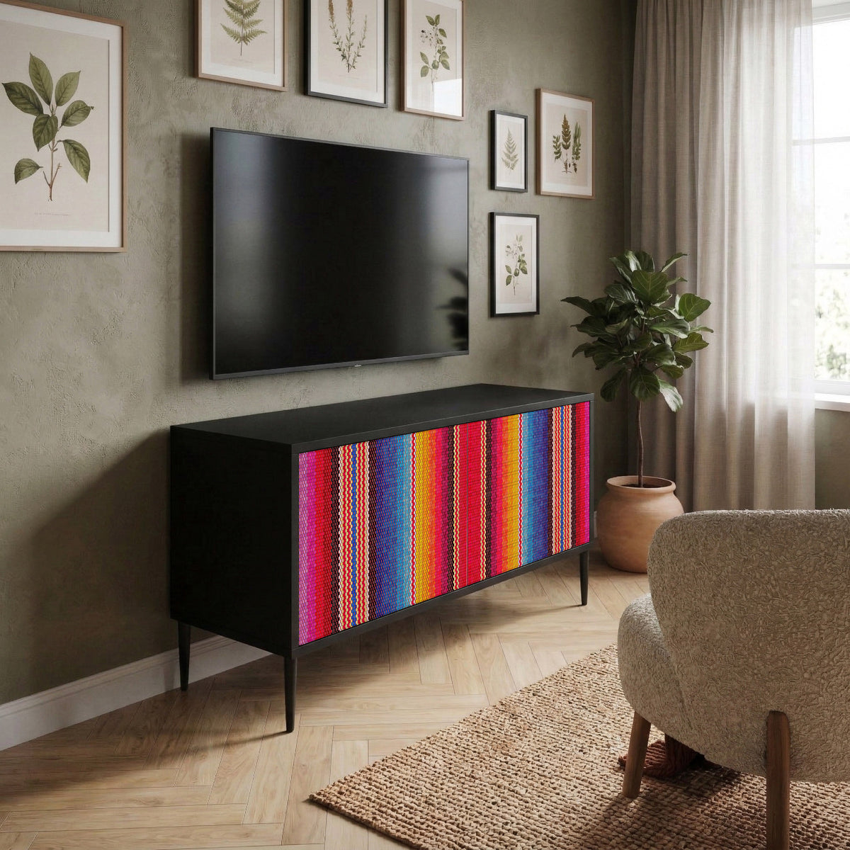 ETHNIC MEXICAN Kompaktní dvoudveřový TV stolek