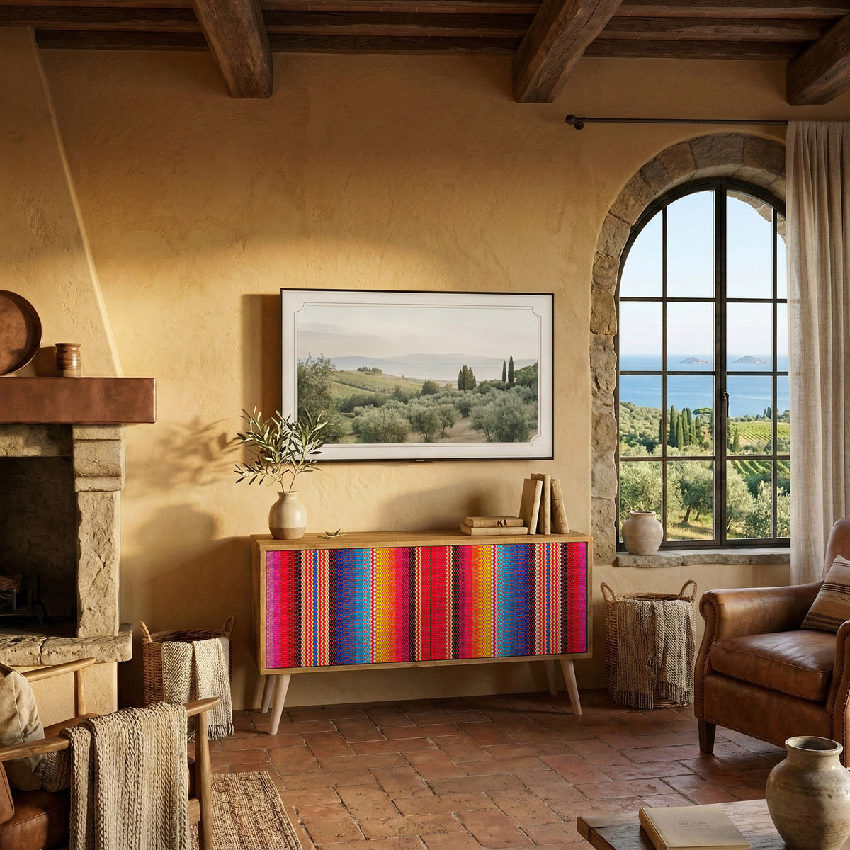 ETHNIC MEXICAN Kompaktní dvoudveřový TV stolek