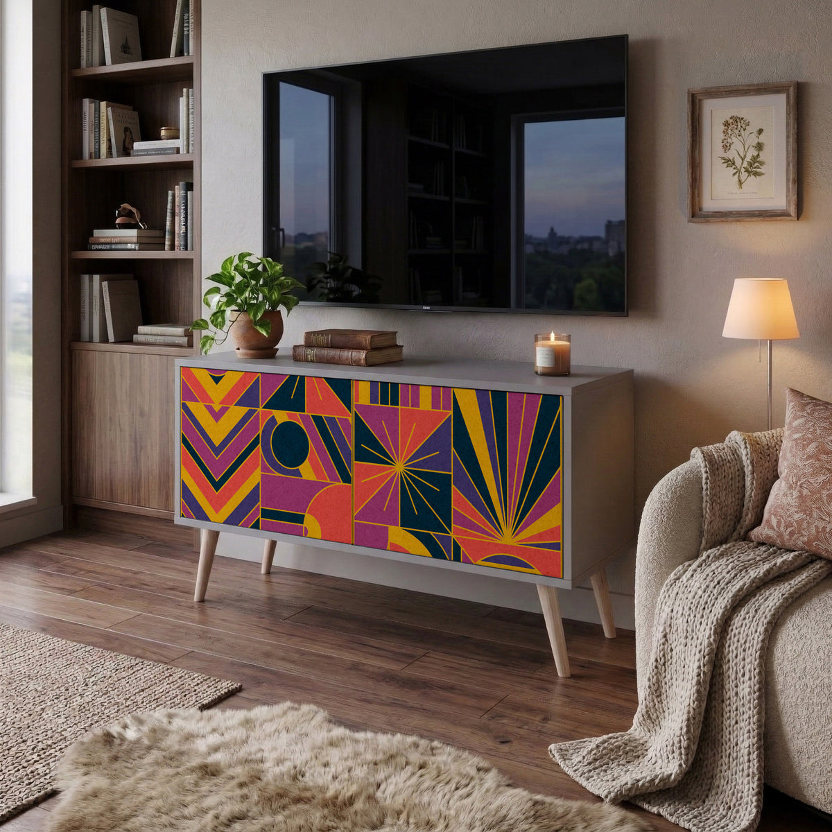 ELECTRIC PATTERNS Kompaktní dvoudveřový TV stolek