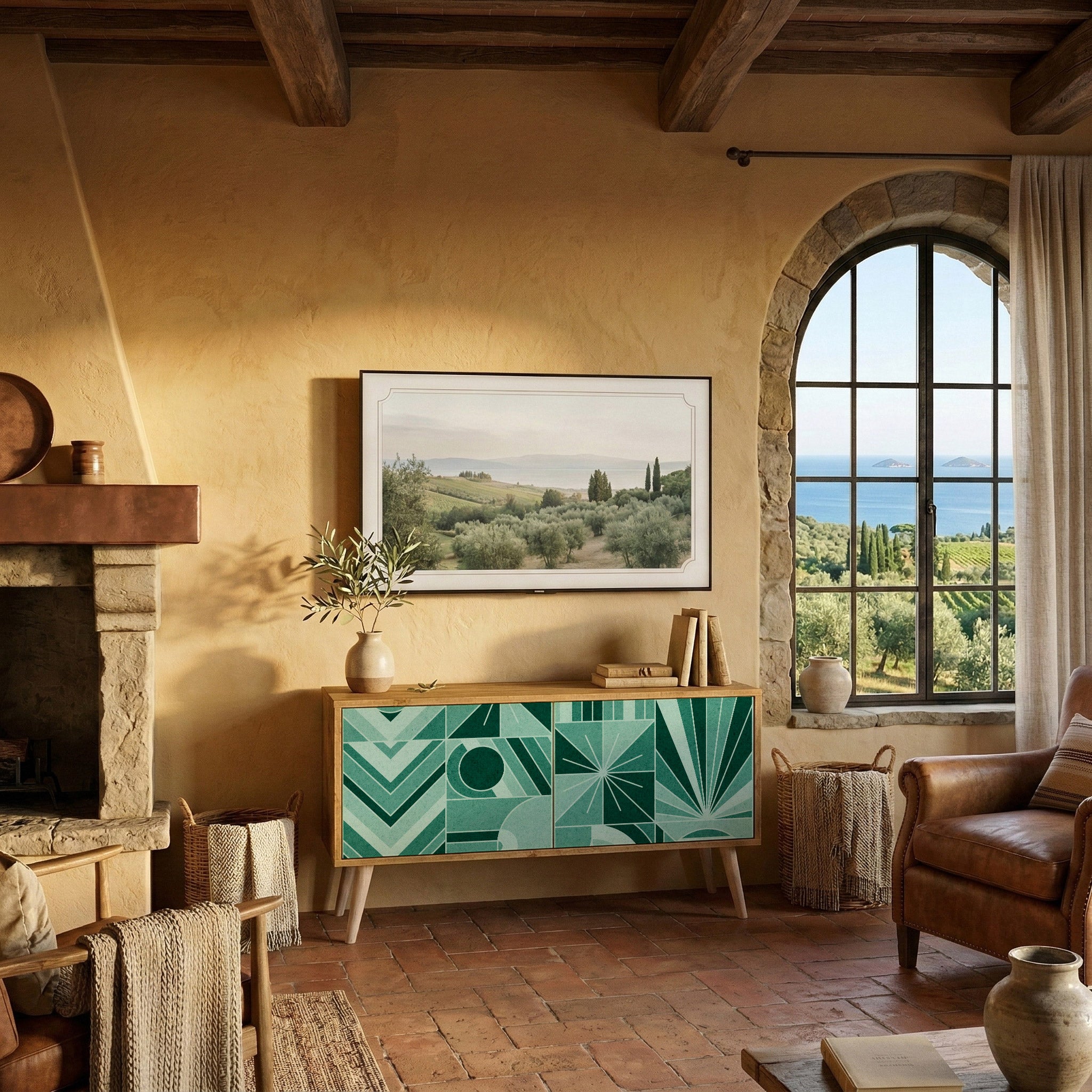 HARMONIC GRID Kompaktní dvoudveřový TV stolek