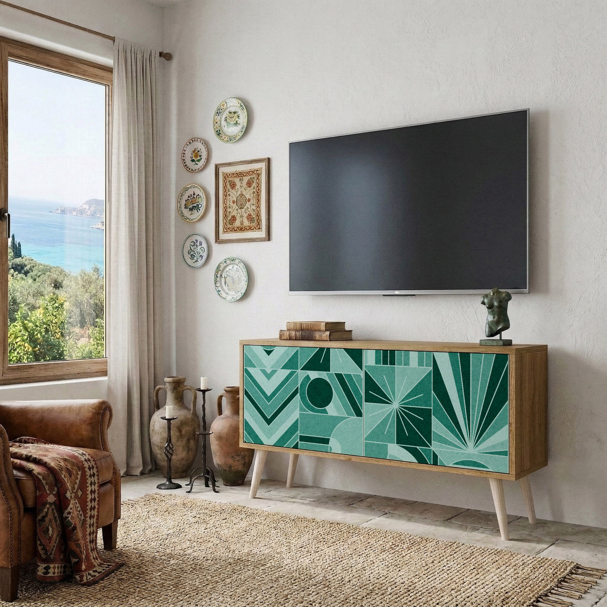 HARMONIC GRID Kompaktní dvoudveřový TV stolek