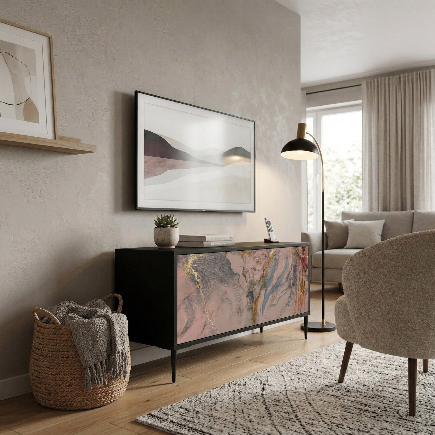 GILDED SWIRLS Kompaktní dvoudveřový TV stolek