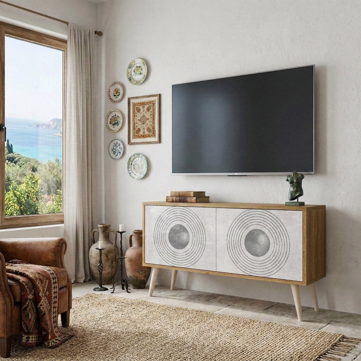 SOLID CIRCLES Kompaktní dvoudveřový TV stolek