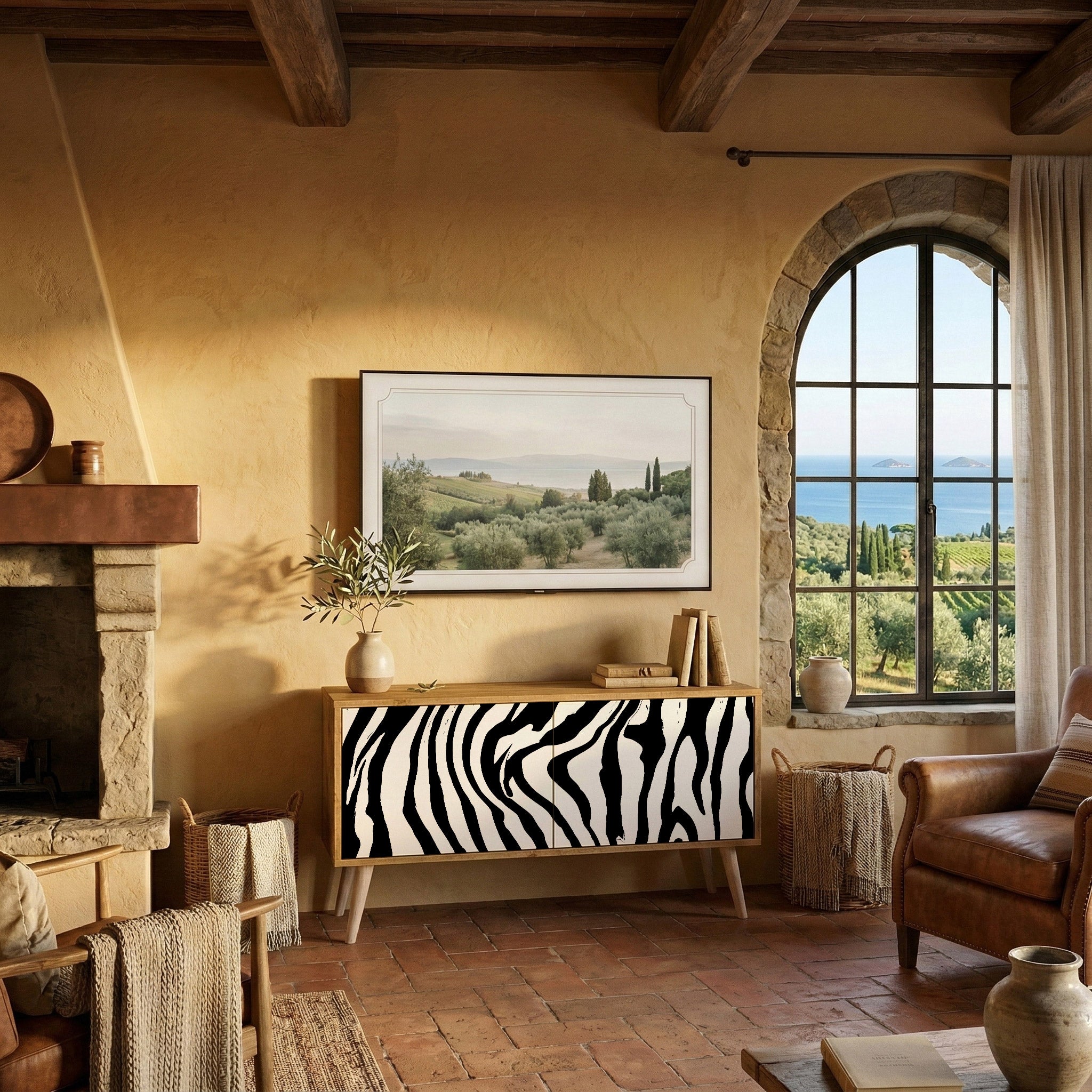 SPLENDID ZEBRA Kompaktní dvoudveřový TV stolek