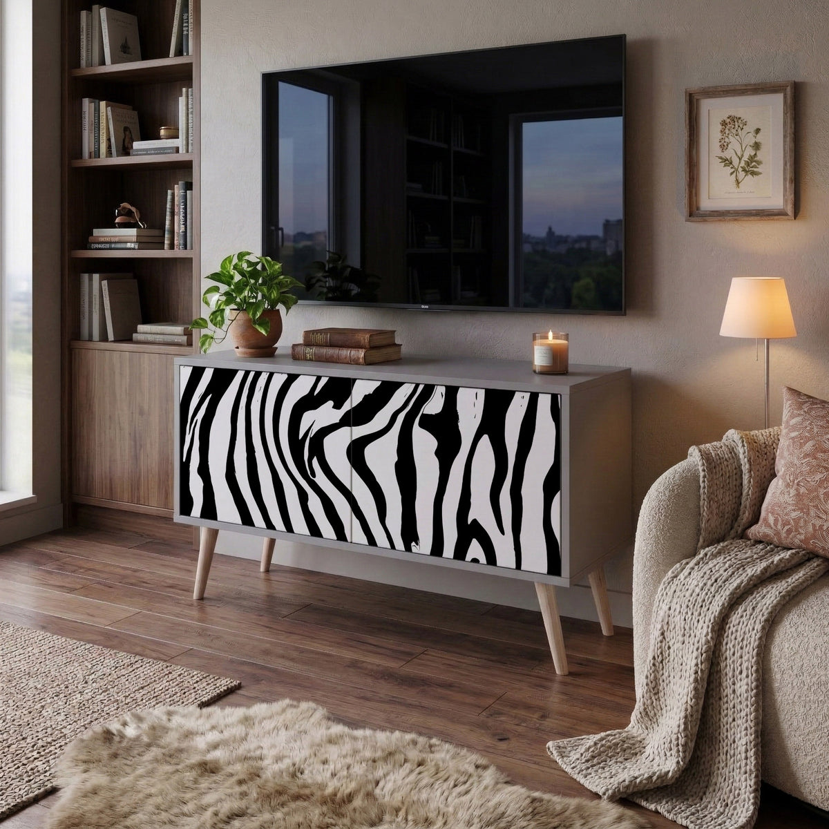 SPLENDID ZEBRA Kompaktní dvoudveřový TV stolek