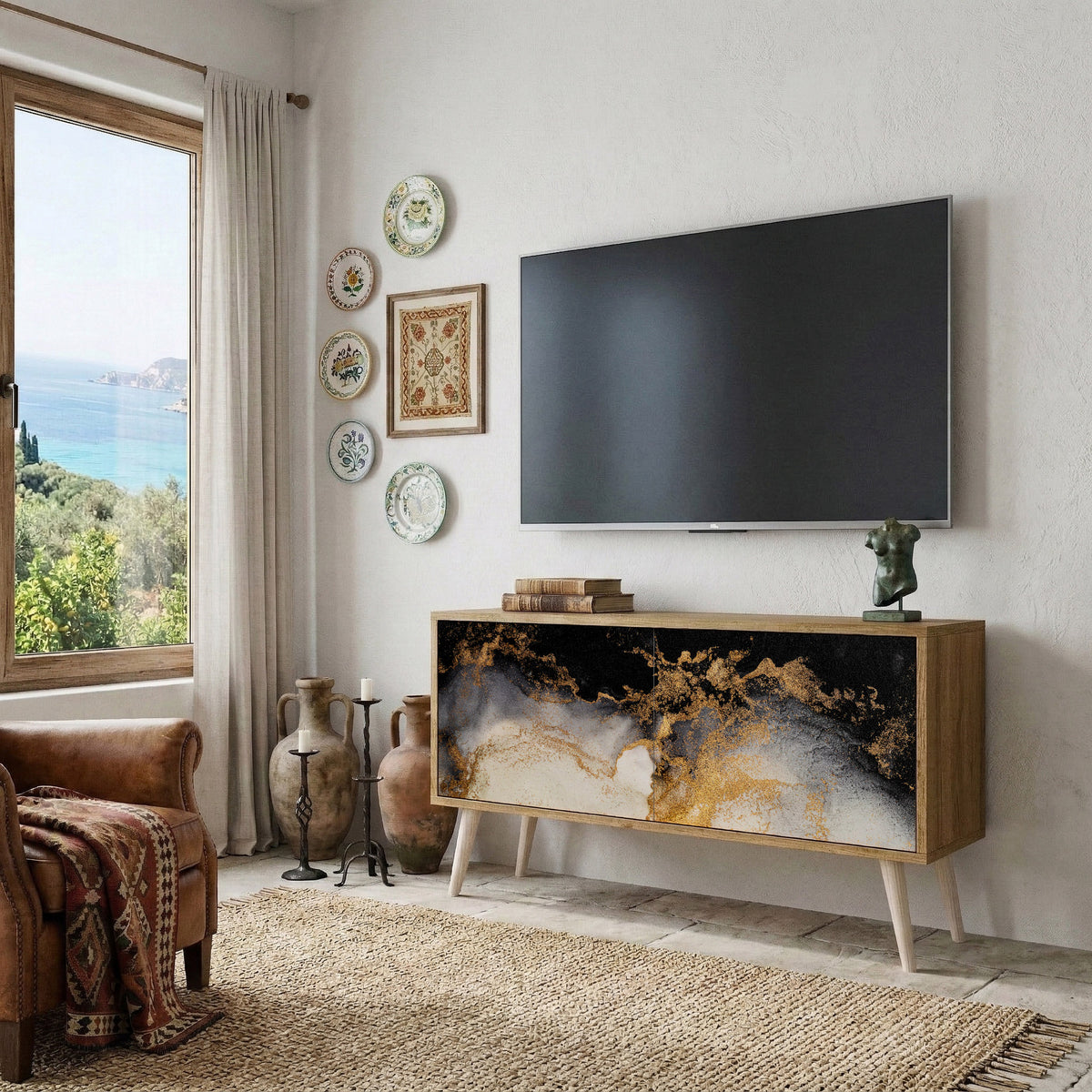 MARBLE OF TOMMORROW Kompaktní dvoudveřový TV stolek
