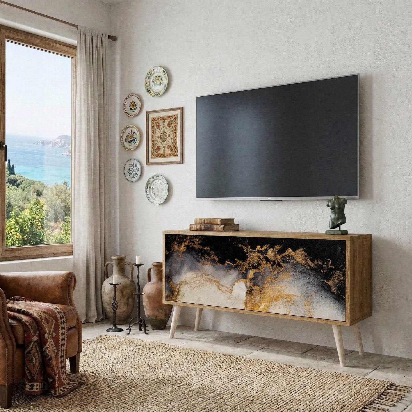 MARBLE OF TOMMORROW Kompaktní dvoudveřový TV stolek