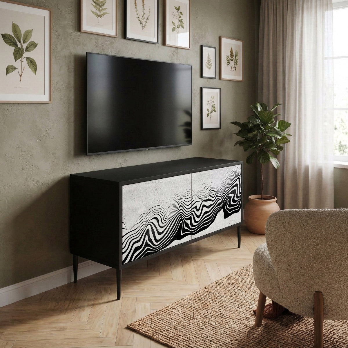 MONOCHROME MIRAGE Kompaktní dvoudveřový TV stolek