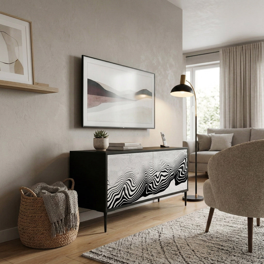 MONOCHROME MIRAGE Kompaktní dvoudveřový TV stolek