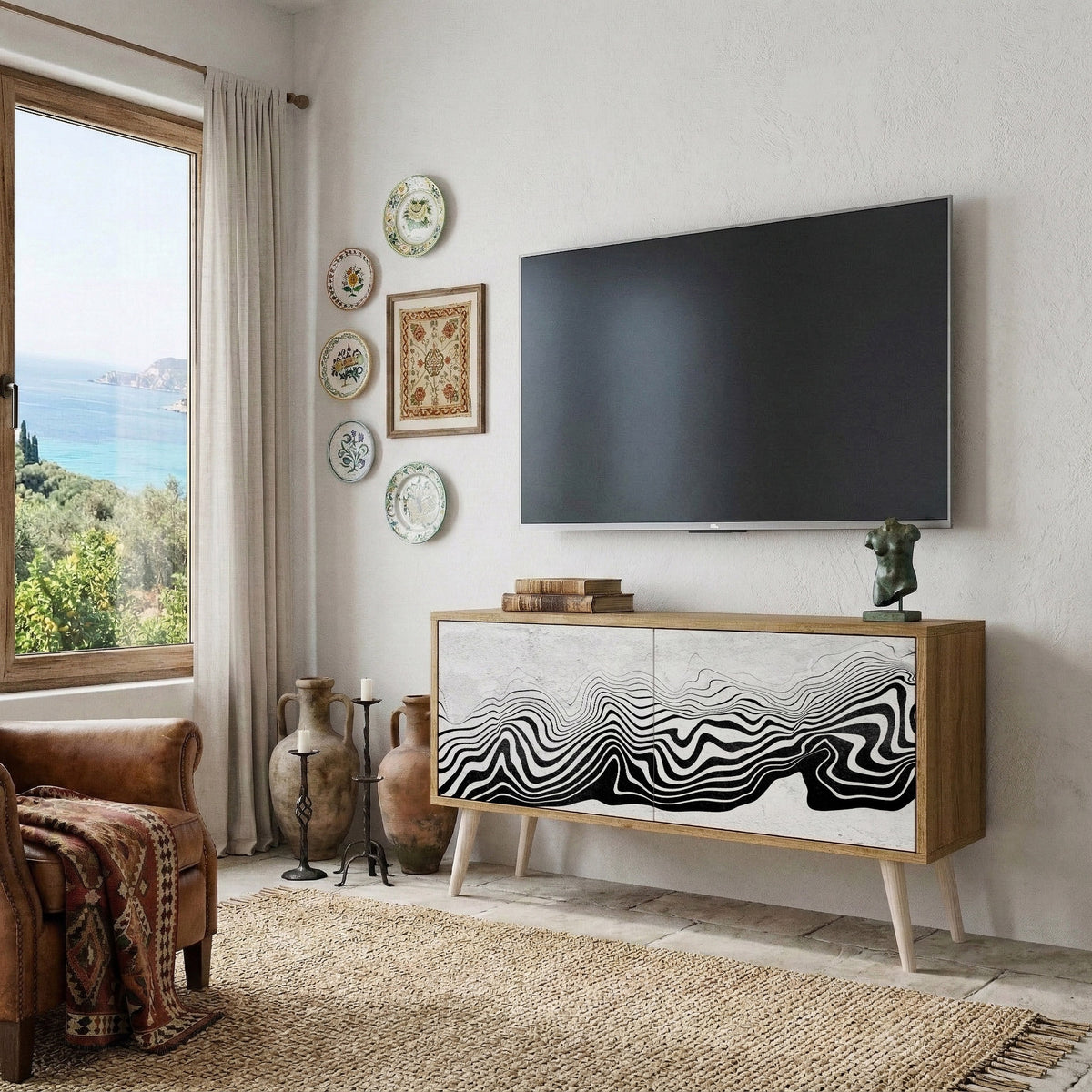 MONOCHROME MIRAGE Kompaktní dvoudveřový TV stolek