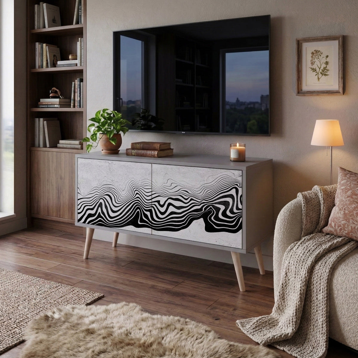 MONOCHROME MIRAGE Kompaktní dvoudveřový TV stolek