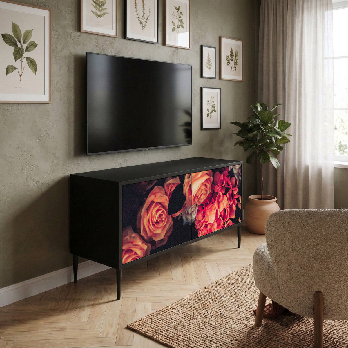 NEVERENDING BLOOM Kompaktní dvoudveřový TV stolek