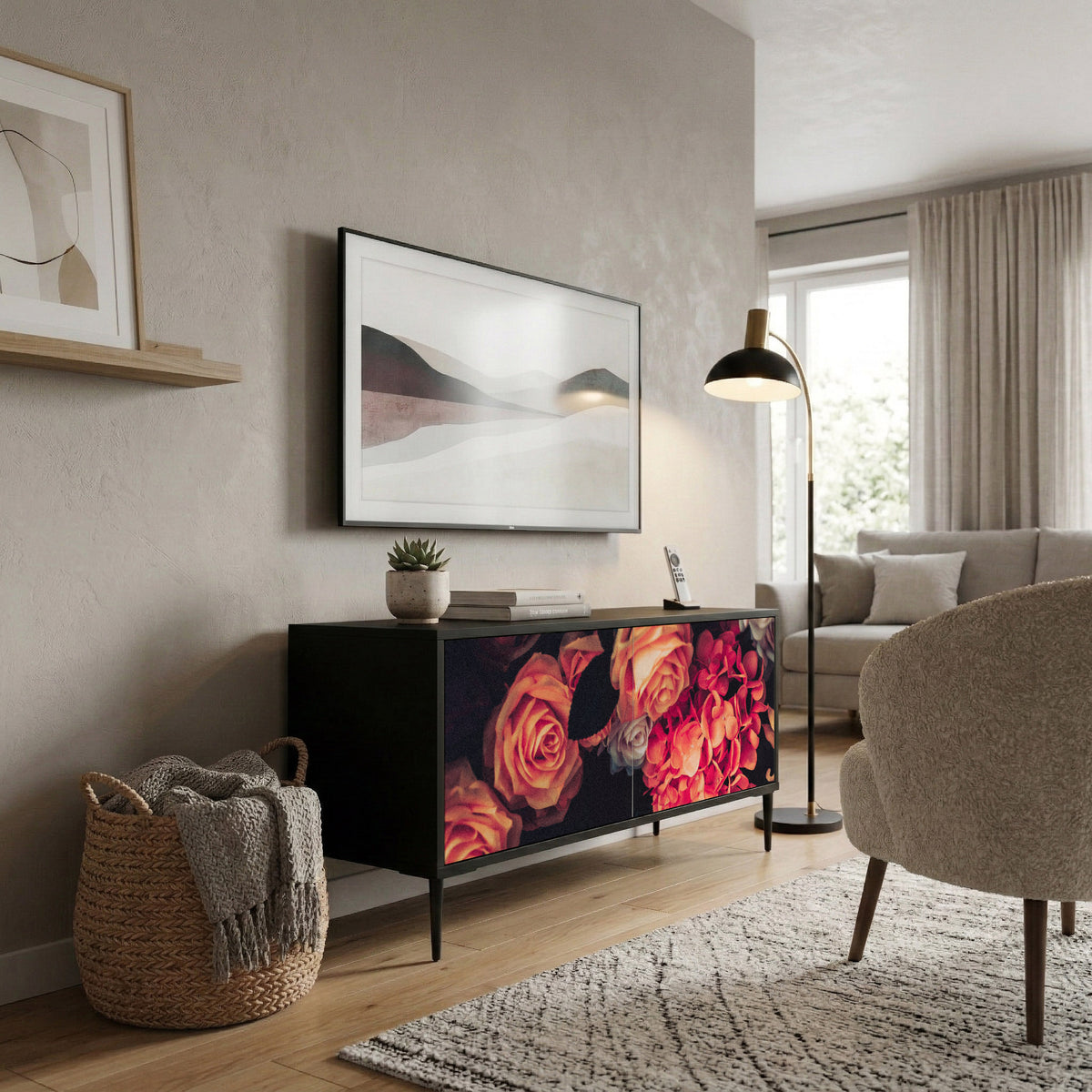 NEVERENDING BLOOM Kompaktní dvoudveřový TV stolek