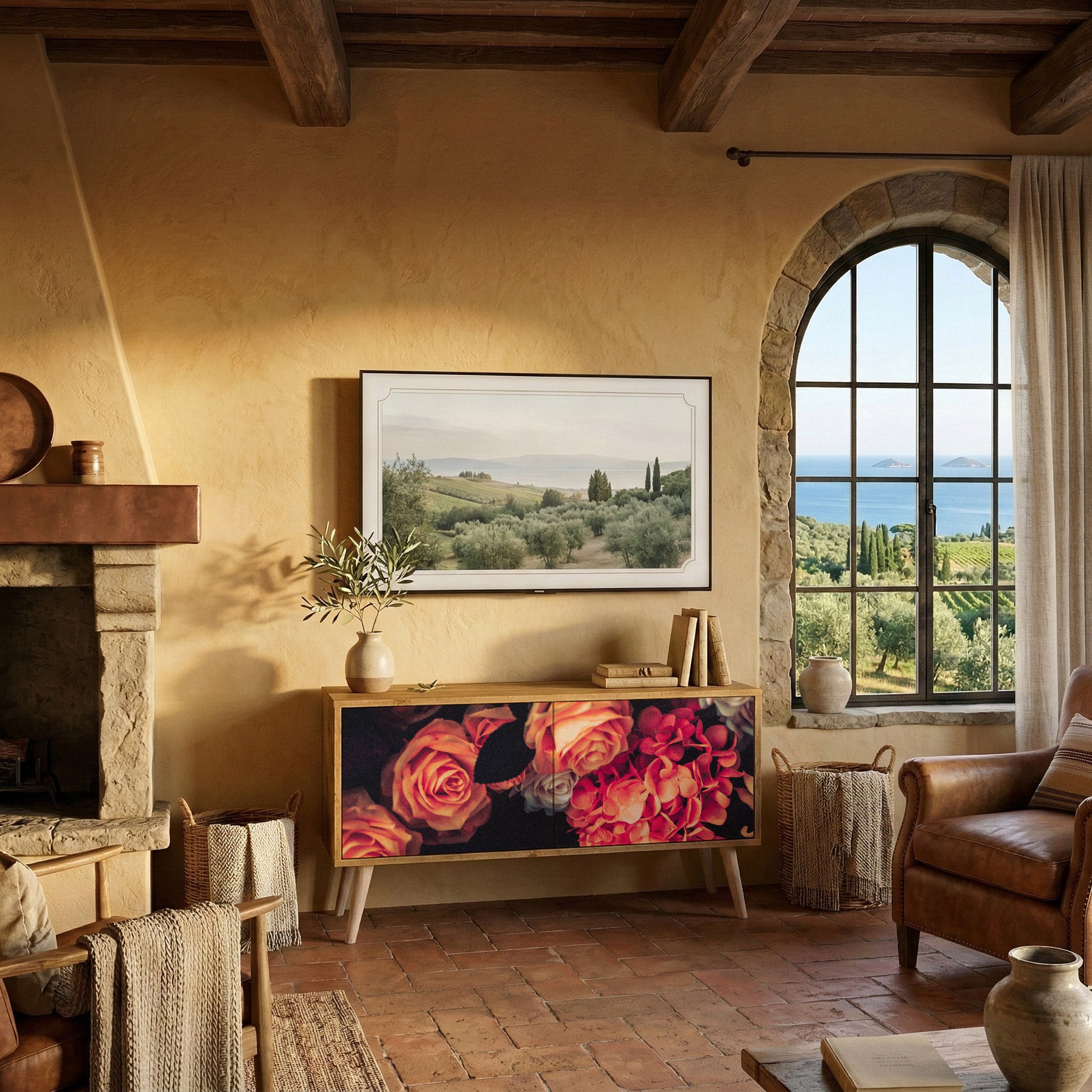 NEVERENDING BLOOM Kompaktní dvoudveřový TV stolek