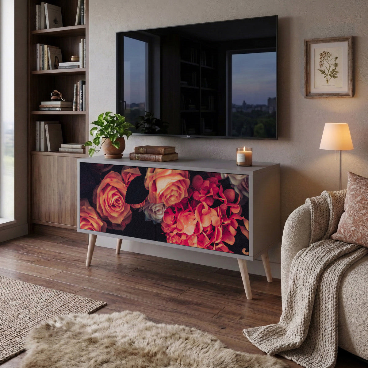 NEVERENDING BLOOM Kompaktní dvoudveřový TV stolek