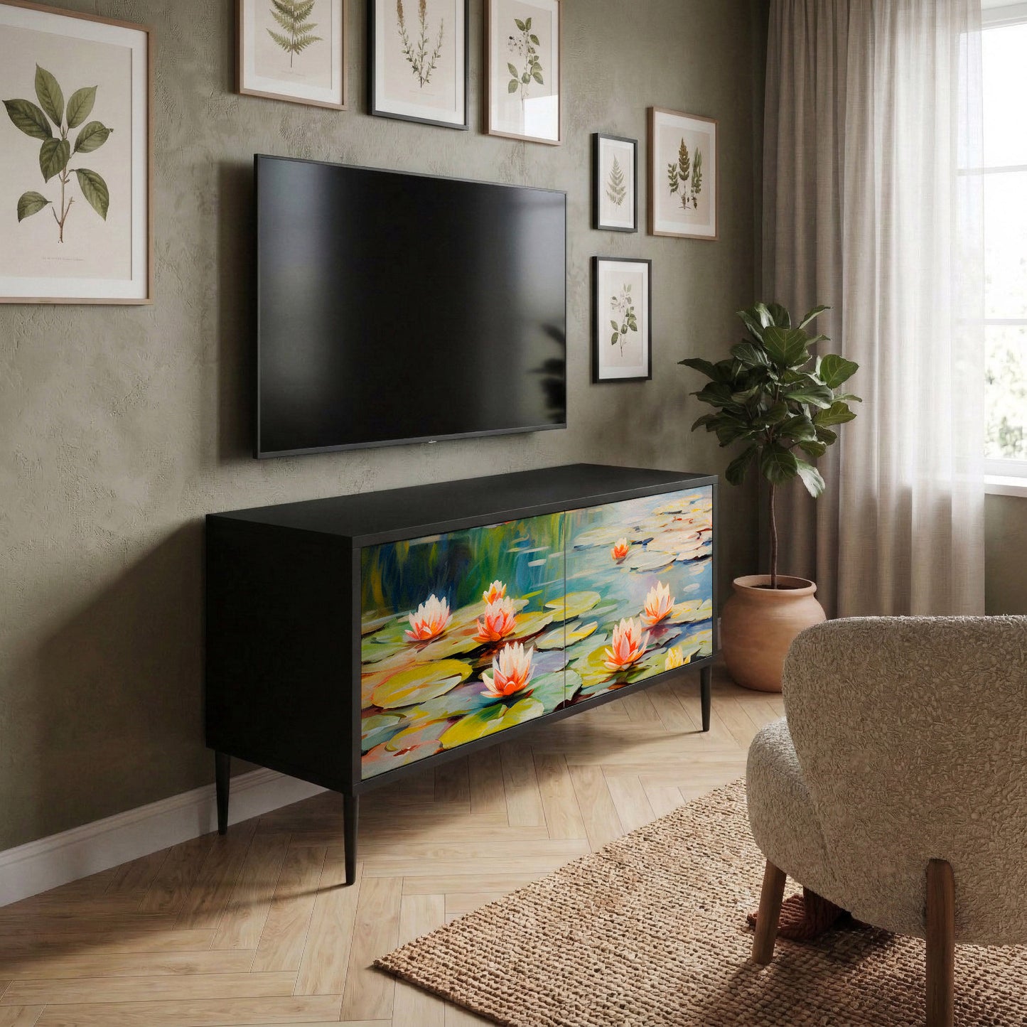 BLOOMING WATERS Kompaktní dvoudveřový TV stolek