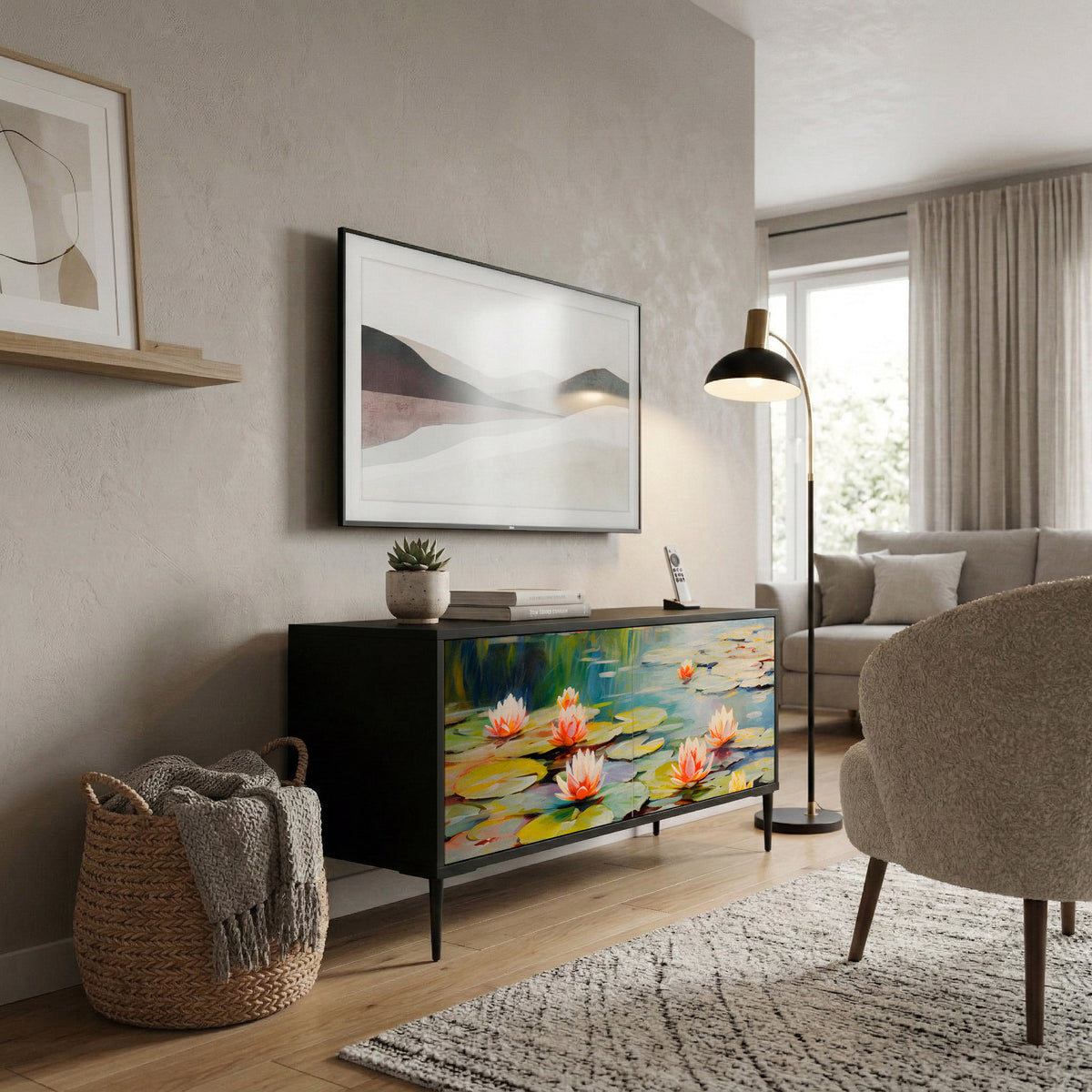 BLOOMING WATERS Kompaktní dvoudveřový TV stolek