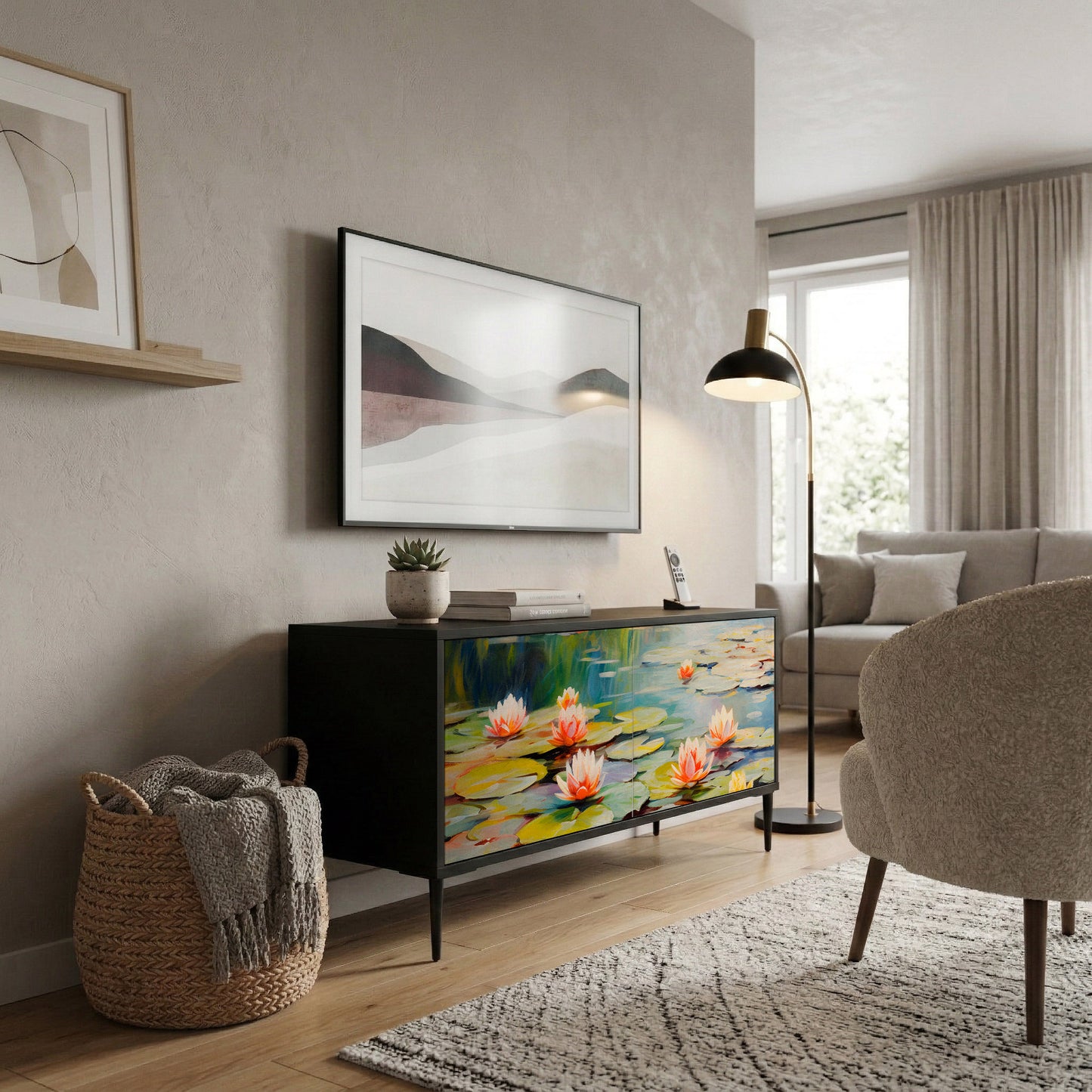 BLOOMING WATERS Kompaktní dvoudveřový TV stolek